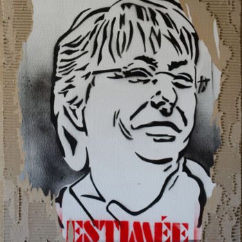 Painting titled "m-bachelet" by Murzo, Original Artwork, Spray paint