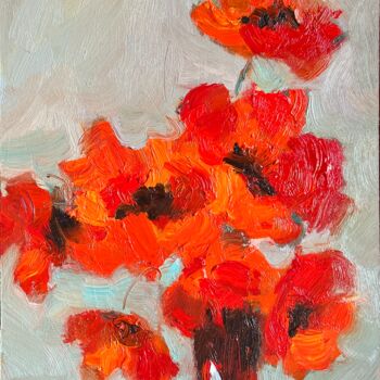 Pintura titulada "Red Poppies" por Isolde Pavlovskaya, Obra de arte original, Oleo Montado en Cartulina