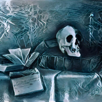 Digital Arts titled "Skull and books" by Isra, Original Artwork, Photo Montage