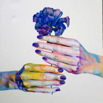 Peinture intitulée "The Coloured Flower…" par Iulian Arsenie, Œuvre d'art originale, Huile