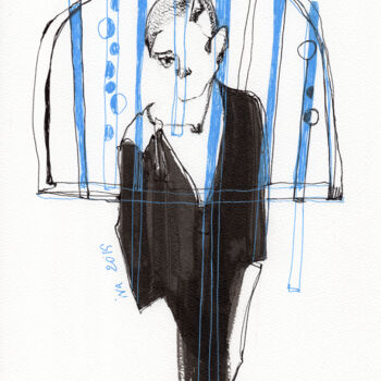Dessin intitulée "Petite robe noire" par Tatiana Ivchenkova, Œuvre d'art originale, Encre