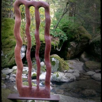 Sculpture titled "FLUSSI" by Ivan Fabani, Original Artwork, Wood