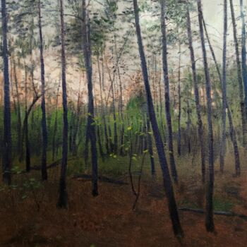 Картина под названием "Evening forest" - Ivan Ormanzhi, Подлинное произведение искусства, Масло
