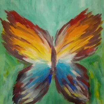 「Colored butterfly」というタイトルの絵画 Иван Скрипельによって, オリジナルのアートワーク, テンペラ