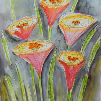 Painting titled "In the garden I." by Ivana Pelouchová (IVANEL), Original Artwork, Watercolor