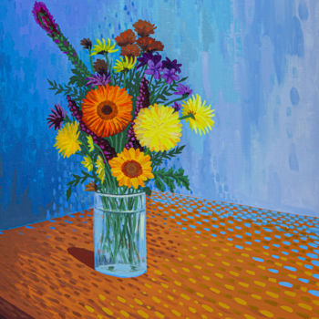 Schilderij getiteld "Flowers in a vase" door Ivan Klymenko, Origineel Kunstwerk, Olie