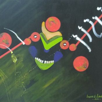 Painting titled "Clown de l'horreur 2" by Ivann Deweare Lindor, Original Artwork, Acrylic Mounted on Wood Stretcher frame