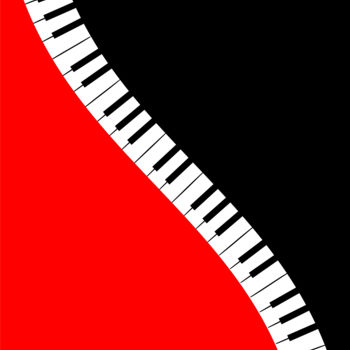 Digitale Kunst getiteld "Music. Red and blac…" door Ihor Ivanov, Origineel Kunstwerk, Digitaal Schilderwerk