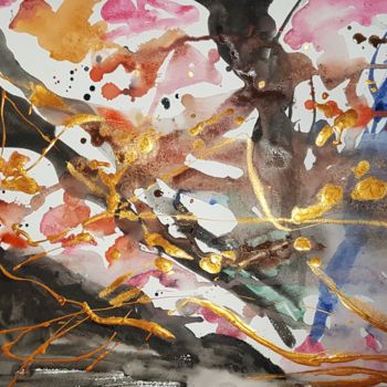 Pittura intitolato "Volcano smoke" da Ivelina Hrytsylo, Opera d'arte originale, Acquarello