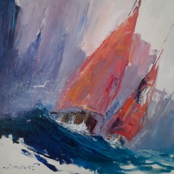 「Red sailboat」というタイトルの絵画 Ivica Petrašによって, オリジナルのアートワーク, オイル