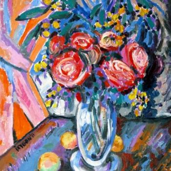 Картина под названием "Bouquet" - Ixygon, Подлинное произведение искусства, Масло