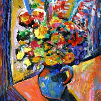 Картина под названием "Bouquet 52x46" - Ixygon, Подлинное произведение искусства, Масло