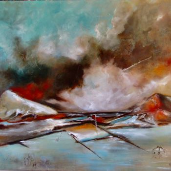 Painting titled "Dustbowl II" by Jaap Hoogendijk, Original Artwork, Oil Mounted on Wood Stretcher frame