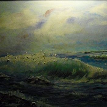 Painting titled "la mer" by Jacques Veinante (jackart), Original Artwork