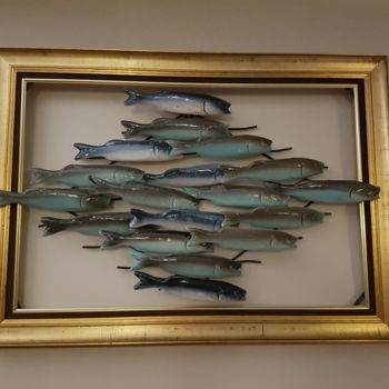 Escultura titulada "Banc de poissons" por Jacques Veinante (jackart), Obra de arte original, Cerámica