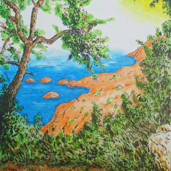 Painting titled "Méditerranée - Près…" by Jacques Lelievre, Original Artwork, Acrylic