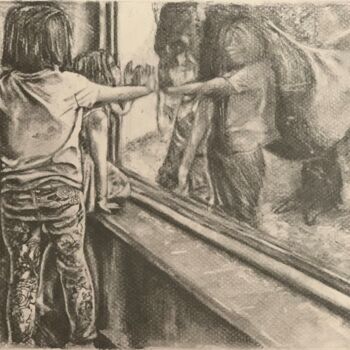 Drawing titled "Connection" by Jacob Haws, Original Artwork, Charcoal