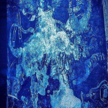 Fotografía titulada "Délos , Cyanotype" por Jacqueline Giudicelli, Obra de arte original, Fotografía digital