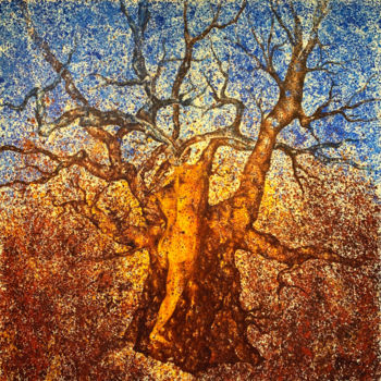 Pintura intitulada "L'Arbre Habité" por Jacqueline Reynier, Obras de arte originais, Óleo