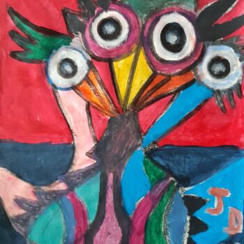 Peinture intitulée "Les petits Oiseaux" par Jacques Desvaux (JD), Œuvre d'art originale, Acrylique