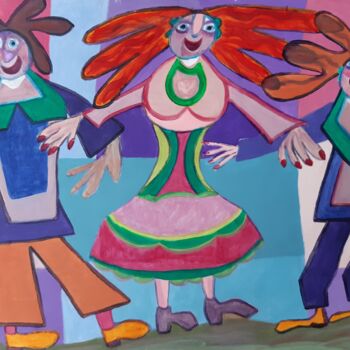 绘画 标题为“La Danse Folklorique” 由Jacques Desvaux (JD), 原创艺术品, 丙烯