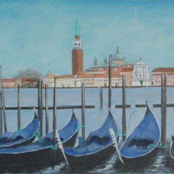 Картина под названием "Venise vue panorami…" - Jacques Dolley, Подлинное произведение искусства, Акрил Установлен на Деревян…