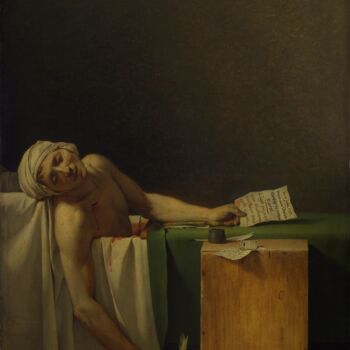 Malerei mit dem Titel "La mort de Marat" von Jacques-Louis David, Original-Kunstwerk, Öl