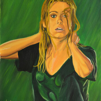 Painting titled "Catherine Deneuve (…" by Jacques Maupas, Original Artwork, Oil Mounted on Wood Stretcher frame