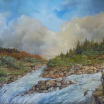 Peinture intitulée "les deux rivières" par Jacques Moncho (Art d'antan), Œuvre d'art originale, Huile