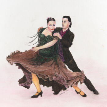 Pintura intitulada "Flamenco le macho." por Jacques Tafforeau, Obras de arte originais, Outro