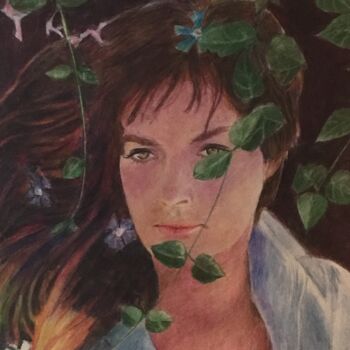 Painting titled "LA FILLE AUX YEUX D…" by Jacques Tafforeau, Original Artwork, Watercolor