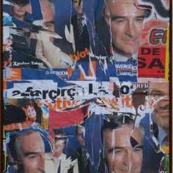 Collages getiteld "Barcelone, mars 2002" door Jacques Villeglé, Origineel Kunstwerk