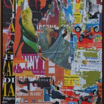 Collages titulada "Barcelone, Al compas" por Jacques Villeglé, Obra de arte original