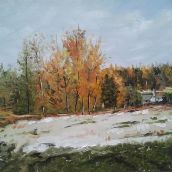 Painting titled "Peu avant l'hiver" by Jordan Ravy, Original Artwork, Oil