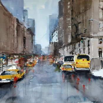 Malarstwo zatytułowany „New York 3” autorstwa Jacques Villares, Oryginalna praca, Akwarela