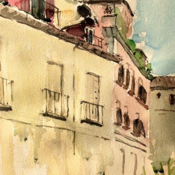 Painting titled "De Madrid al cielo" by Jacques Villares, Original Artwork, Watercolor