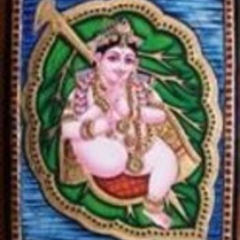 Painting titled "Leaf Krishna" by Jagannathan P, Original Artwork