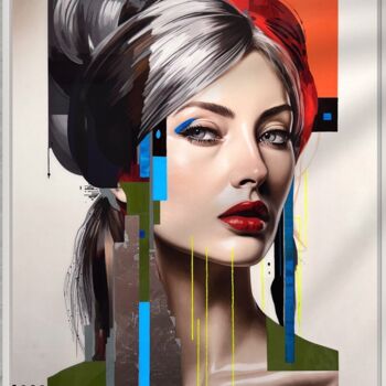 Digital Arts titled "NO NAME #4" by James Van Ipo, Original Artwork, AI generated image Mounted on Wood Panel