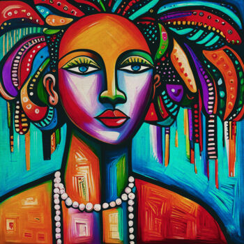「African colorful ma…」というタイトルの絵画 Jan Keteleerによって, オリジナルのアートワーク, アクリル