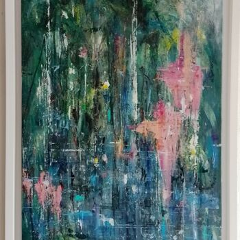 Painting titled "Pretty Pond II" by Jan O'Sullivan, Original Artwork, Acrylic Mounted on Wood Stretcher frame