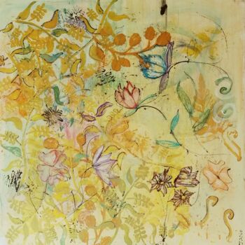 Painting titled "Chinoiserie" by Jan O'Sullivan, Original Artwork, Acrylic Mounted on Wood Stretcher frame