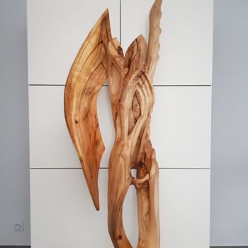 Sculpture intitulée "FALLEN ANGEL" par Jan Van Braekel, Œuvre d'art originale, Bois