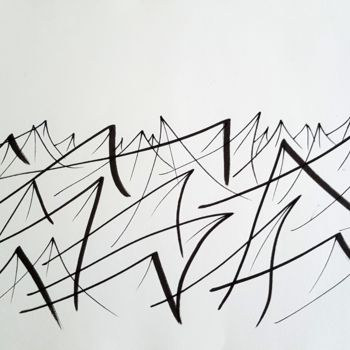 Dessin intitulée "Rough sea" par Jan Schrijver, Œuvre d'art originale, Encre