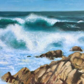 Schilderij getiteld "Carmel Surf" door Jane Wong, Origineel Kunstwerk, Olie