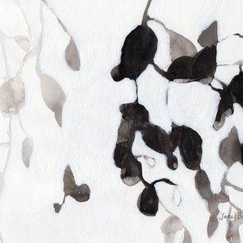 "Leaves in Black and…" başlıklı Tablo Janel Bragg tarafından, Orijinal sanat, Mürekkep