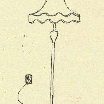 Рисунок под названием "Janel's Floor Lamp" - Janel Bragg, Подлинное произведение искусства, Карандаш