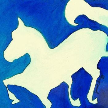 Peinture intitulée "Horse in Blue and W…" par Janel Bragg, Œuvre d'art originale, Huile