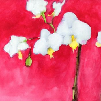 Pintura intitulada "My Little Orchid" por Janel Bragg, Obras de arte originais, Aquarela
