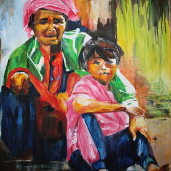 Pintura titulada "famille.jpg" por Janet Daldy, Obra de arte original, Oleo