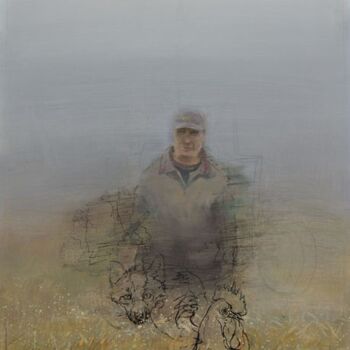 Ζωγραφική με τίτλο "Farmer in Fog" από Janis Zingitis, Αυθεντικά έργα τέχνης